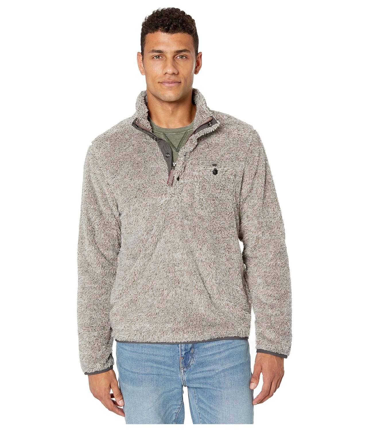 sherpa snap pullover