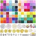 50600pcs 96 Colors 2mm Glass Seed Beads for Jewelry Making Kit, 300pcs Letter Beads, Small Seed Beads Kit for Bracelets Neckl