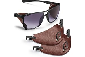 Premium Leather Side Shields for Sunglasses – Handmade & Removable, Sun & Wind Protection for Outdoor Eyewear (Dark Brown)