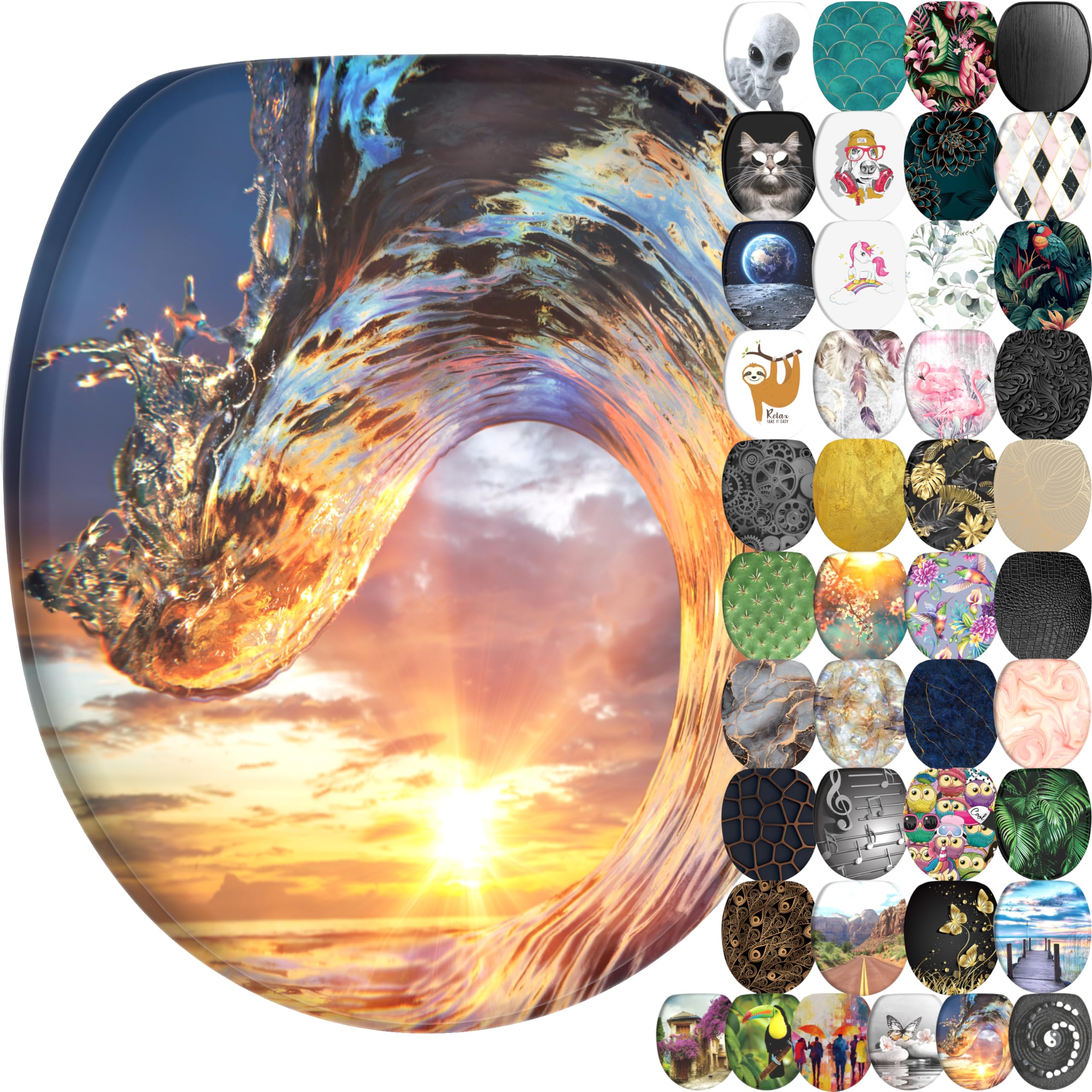 Sanilo Soft Close Toilet Seat, Wide Choice of New Toilet Seats, Stable Hinges, Easy to Mount (Wave)