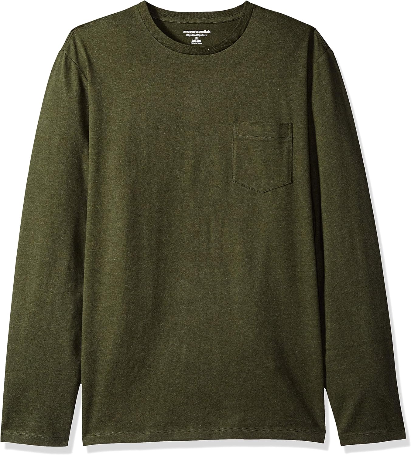  Essentials Men's Regular-Fit Long-Sleeve Pocket T-Shirt: Clothing