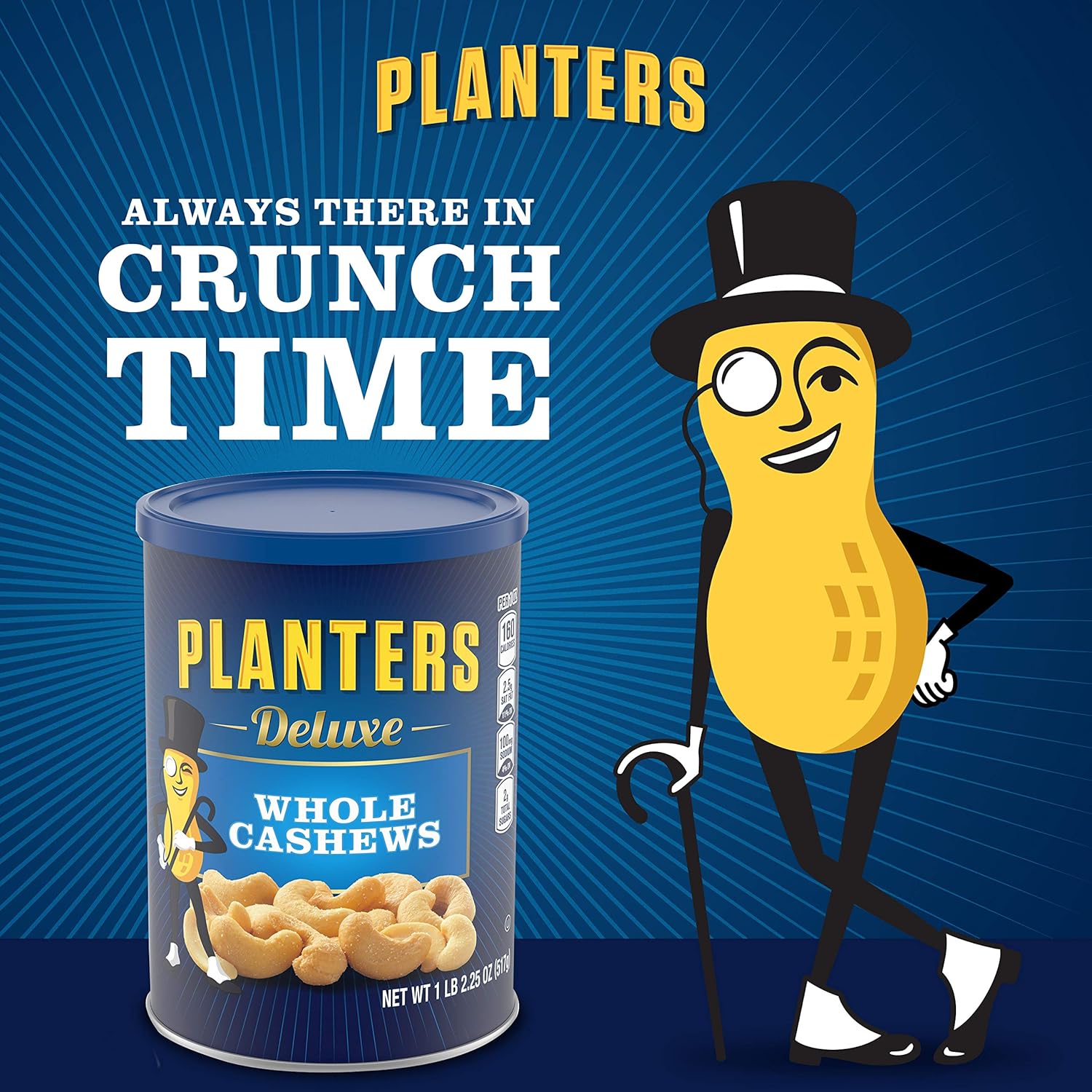 PLANTERS Deluxe Whole Cashews, 18.25 oz. Resealable Jar - Wholesome Snack Roasted in Peanut Oil with Sea Salt - Nutrient-Dense Snack & Good Source of Magnesium : Snack Cashews : Grocery & Gourmet Food
