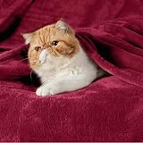 Bedsure Fleece Throw Blanket Dark Red 130x150 cm Soft Microfibre view 2