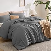 Bedsure Waffle Comforter Set Queen, Soft and Breathable Dark Grey Bedding Comforter Set, 3 Pieces, 1 Waffle Weave Comforter (90"x90") and 2 Pillow Shams (20"x26"+2")