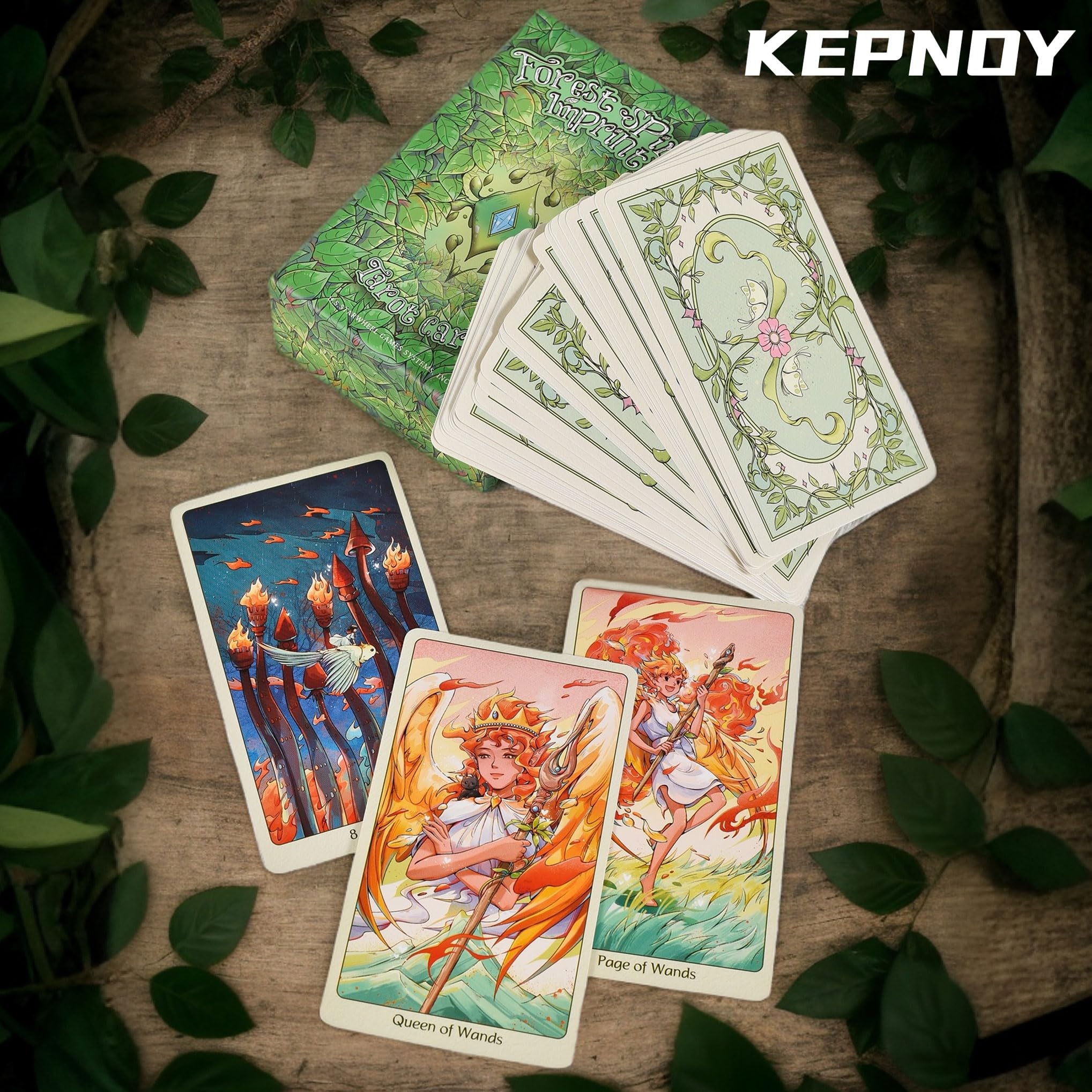 KEPNOY Forest Spirit Imprint Tarot Card(Standard Edition),Deck in a Tin Cards,Fortune Telling Game,Divination Tools for All Skill Levels,Guidebook,Divination Cards