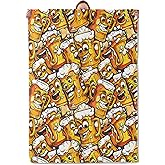 Beer Mug Cartoon Theme Blanket Gifts for Women Girls, Soft Warm Lightweight Flannel Throw Blankets for Living Room Home Sofa Travel Decor 50" x 60"