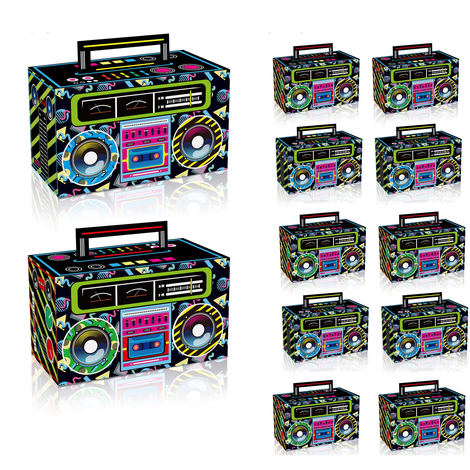 WANGCL 12 Pieces 80s Party Favor Boxes Retro Radio Decorations Table Centerpieces for 1980s Theme Hip Hop Music Birthday Party Supplies