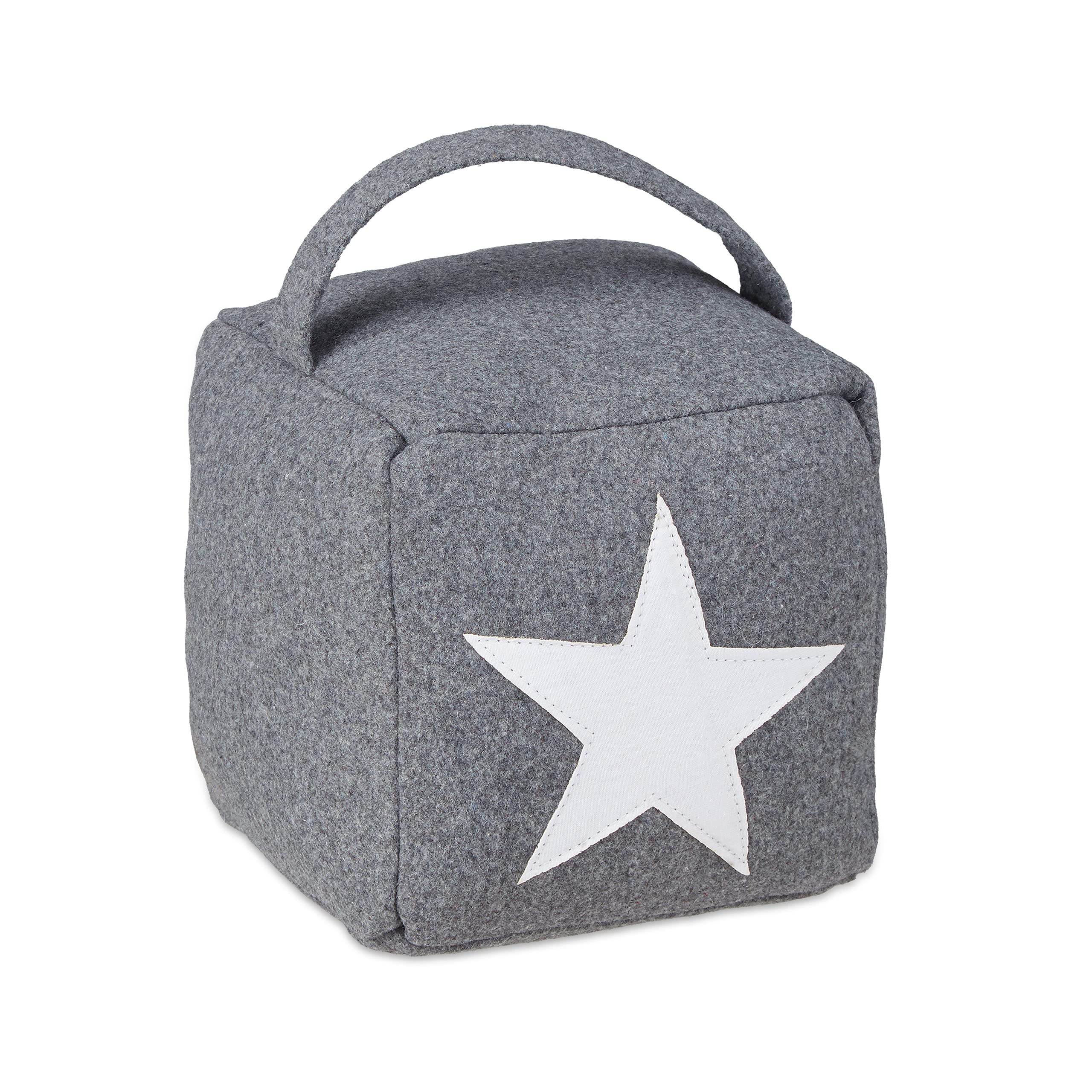 Relaxdays Star Door Stop, Fabric Bumper, Floor Doorstop, Tall, with Handle, HxWxD: 20 x 15 x 15 cm, Grey