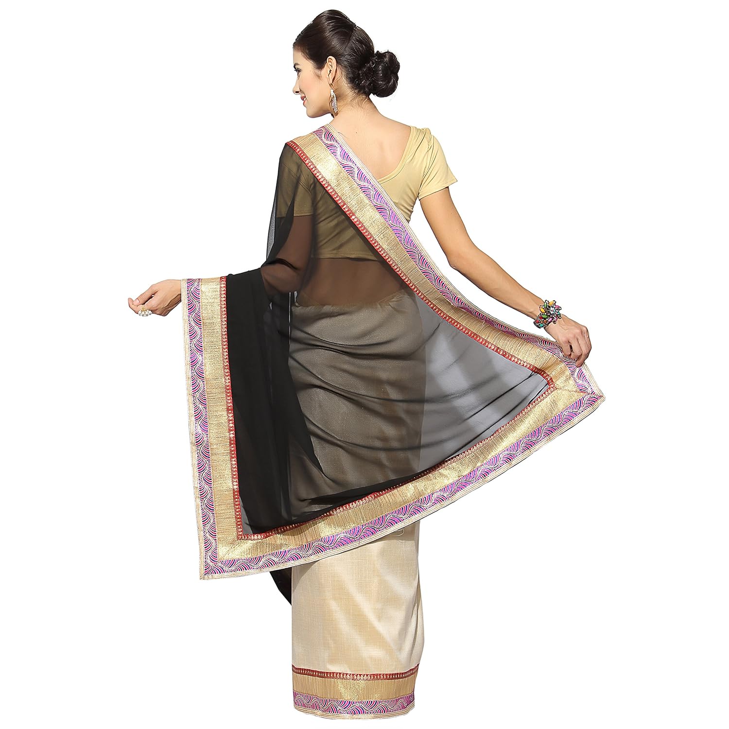 florence women's chiffon tussar silk saree (fl-11976-jan)