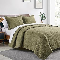 Love's cabin King Size Quilt Bedding Set Green