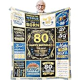 80th Birthday Blanket, 80th Birthday Gifts for Men, 80 Year Old Birthday Gifts for Men, Unique Mens Throw Blanket Decorations Gifts for Birthday Anniversary Christmas, Warm Flannel Blankets 60"X50"
