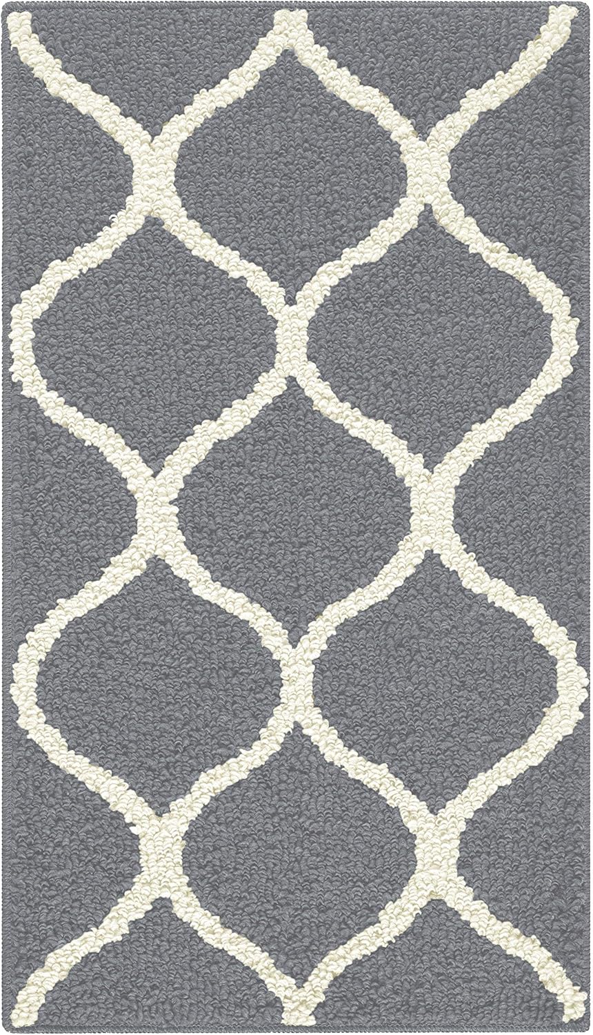Maples Rugs Rebecca Contemporary Kitchen Rugs Non Skid Accent Area Carpet [Made in USA], 1'8 x 2'10, Grey/White: Furniture & Decor