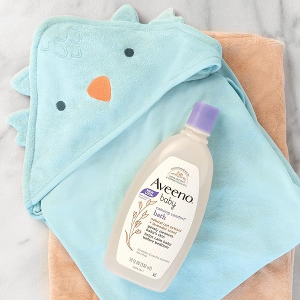 AVEENO BABY CALMING COMFORT BATH & BODY LOTION SET, NIGHTTIME BABY SKIN CARE PRODUCTS WITH NOURISHING OATMEAL PLUS RELAXING LAVENDER & VANILLA SCENTS, PARABEN- & PHTHALATE -FREE, 2 ITEMS