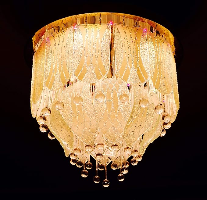 Prop It Up Jhoomar Ceiling Light Decorative Chandelier with Three Color, Sound System and Bluetooth. with 2 Remote (400mm)