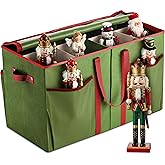 ZOBER Nutcracker Storage Containers - Ornament Christmas Figurine Storage Box - Christmas Village Containers Fits Up to 8 15-Inch Figurines & Xmas Decorations Accessories - Green