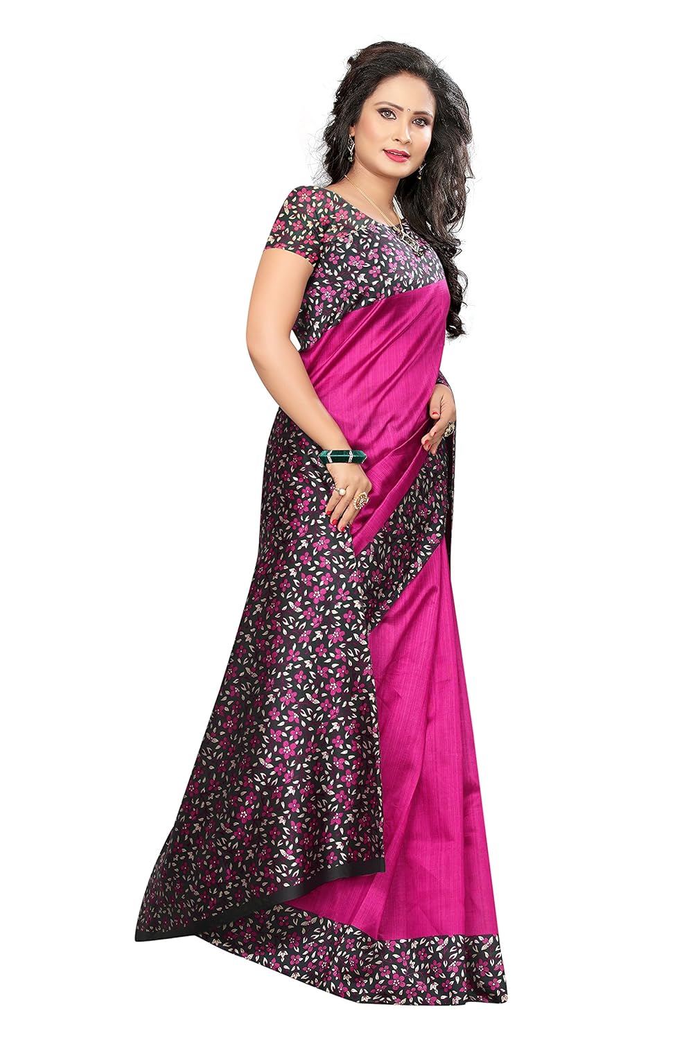 rangreza women's mysore kalamkari silk floral printed saree.