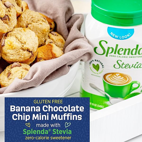 SPLENDA STEVIA ZERO CALORIE SWEETENER, PLANT BASED SUGAR SUBSTITUTE GRANULATED POWDER, 19 OZ JAR