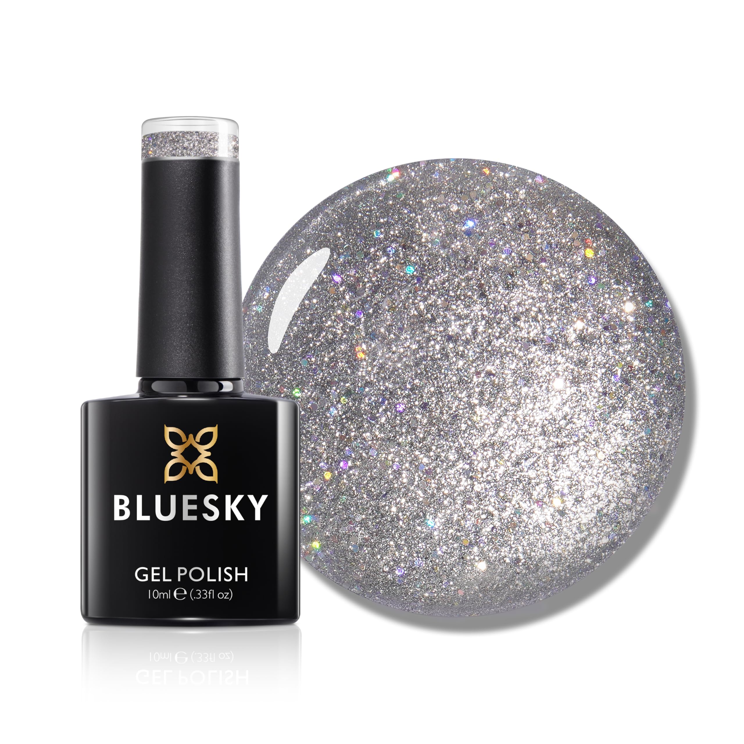 Bluesky Gel Nail Polish, Galaxy, Silver, Long Lasting, Chip Resistant, 10 ml (Requires Drying Under UV LED Lamp)