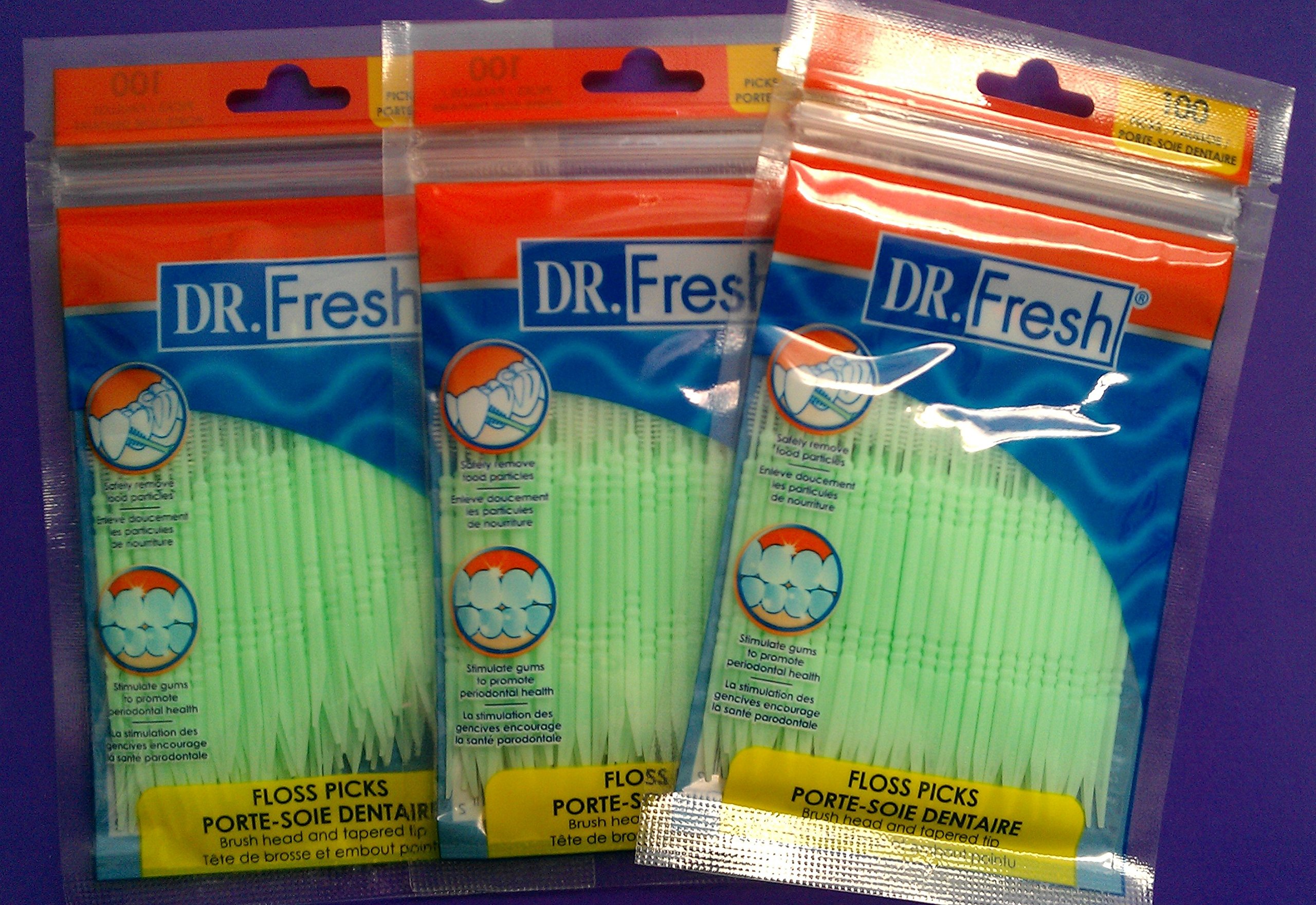 3 pk x (100 ct each) 300 Total Soft Bristle Dental Floss Picks