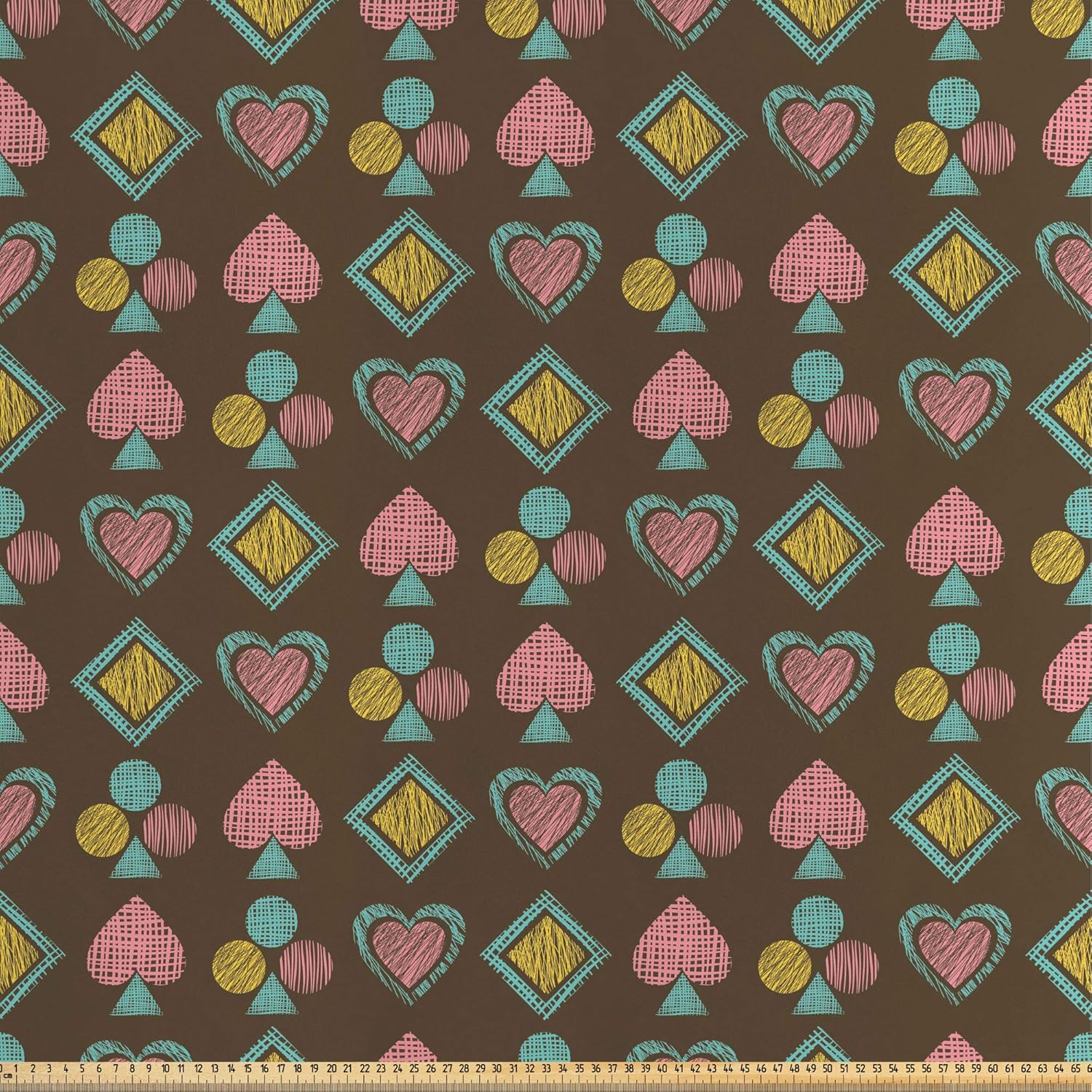 ABAKUHAUS Poker-Karten Stoff Meterware - Rot-Schwarz Microfaser 230cm Breit