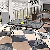 Outsunny 55" x 31.5" x 28" Rectangle Outdoor Dining Table for 6, Patio Table with 1.7" Umbrella Hole, Easy Clean DPC Plastic 