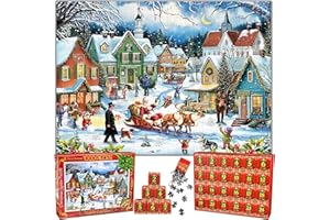 HCHILDHOOD Advent Calendar 2024, Christmas Advent Puzzles for Adults 1008 Pieces Jigsaw Puzzles Countdown Calendars for Families,Christmas Countdown Calendar Stocking Stuffers Christmas Puzzles Home Decoration