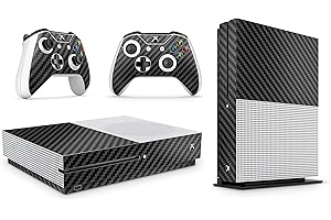 GIZMOZ N GADGETZ GNG Carbon Black Console Skin Decal Sticker Compatible with Xbox One S + 2 Controller Skins