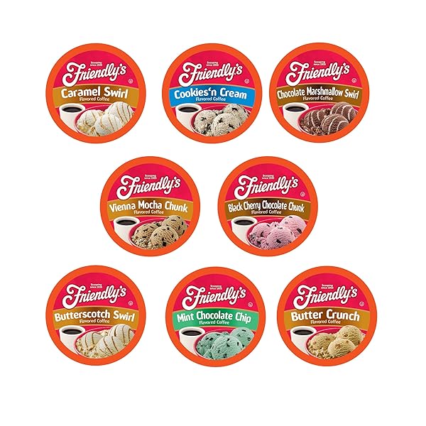 FRIENDLY’S COFFEE PODS, ASSORTED FLAVORED ICE CREAM VARIETY PACK, COMPATIBLE WITH KEURIG K CUP BREWERS, 40 COUNT