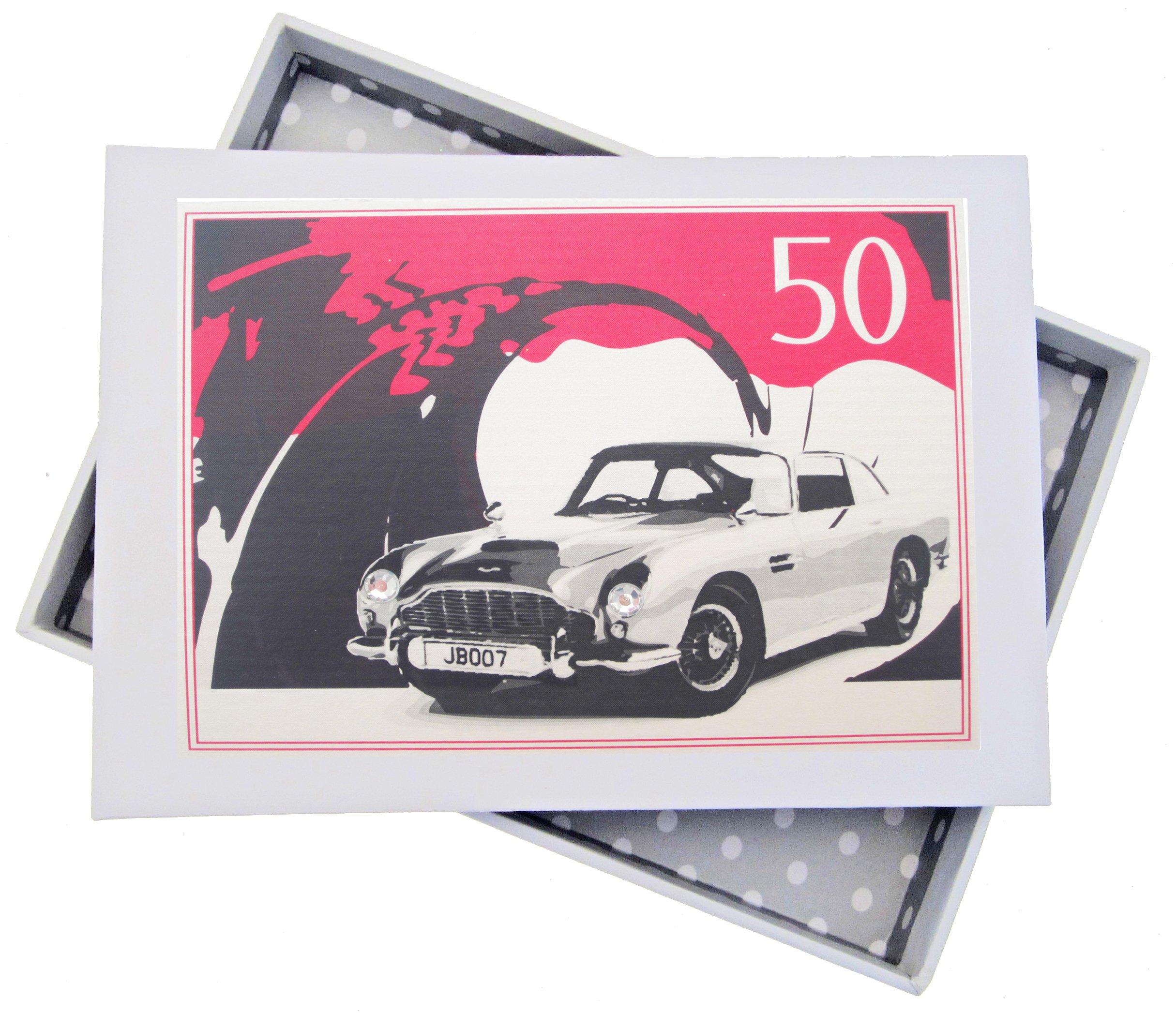 White Cotton Cards 50th Birthday, Mini Photo Album, Classic Car, Wood, 12.5 x 17.5 x 2.5 cm