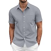 COOFANDY Men's Short Sleeve Casual Button Down Shirt Business Untucked Dress Shirts with Pocket