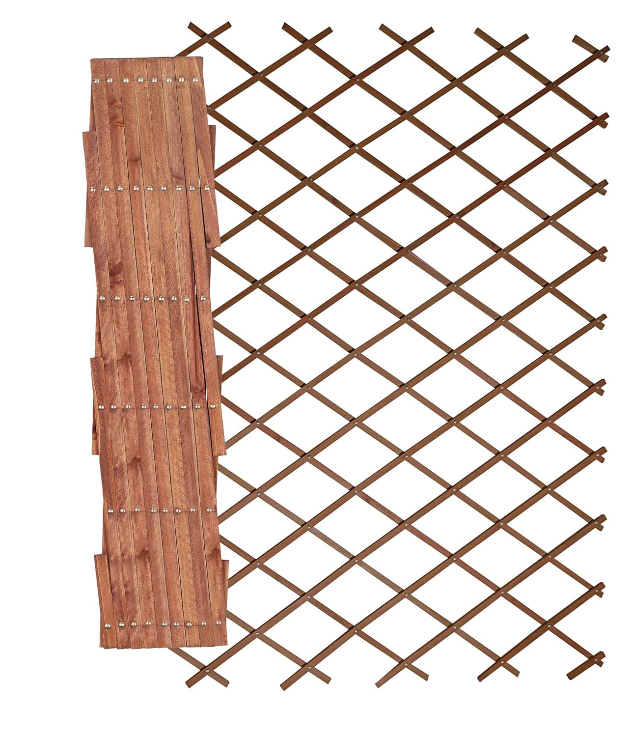 Set of 2 x 1.9m x 0.9m Riveted Garden Tan Trellis Wooden Expanding