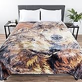 Lavish Home Wolf Blanket – 80x92-inch Printed Pair of Wolves Blanket - Plush Thick 8lb Faux Mink Queen Throw for Couch, Sofa, or Bed