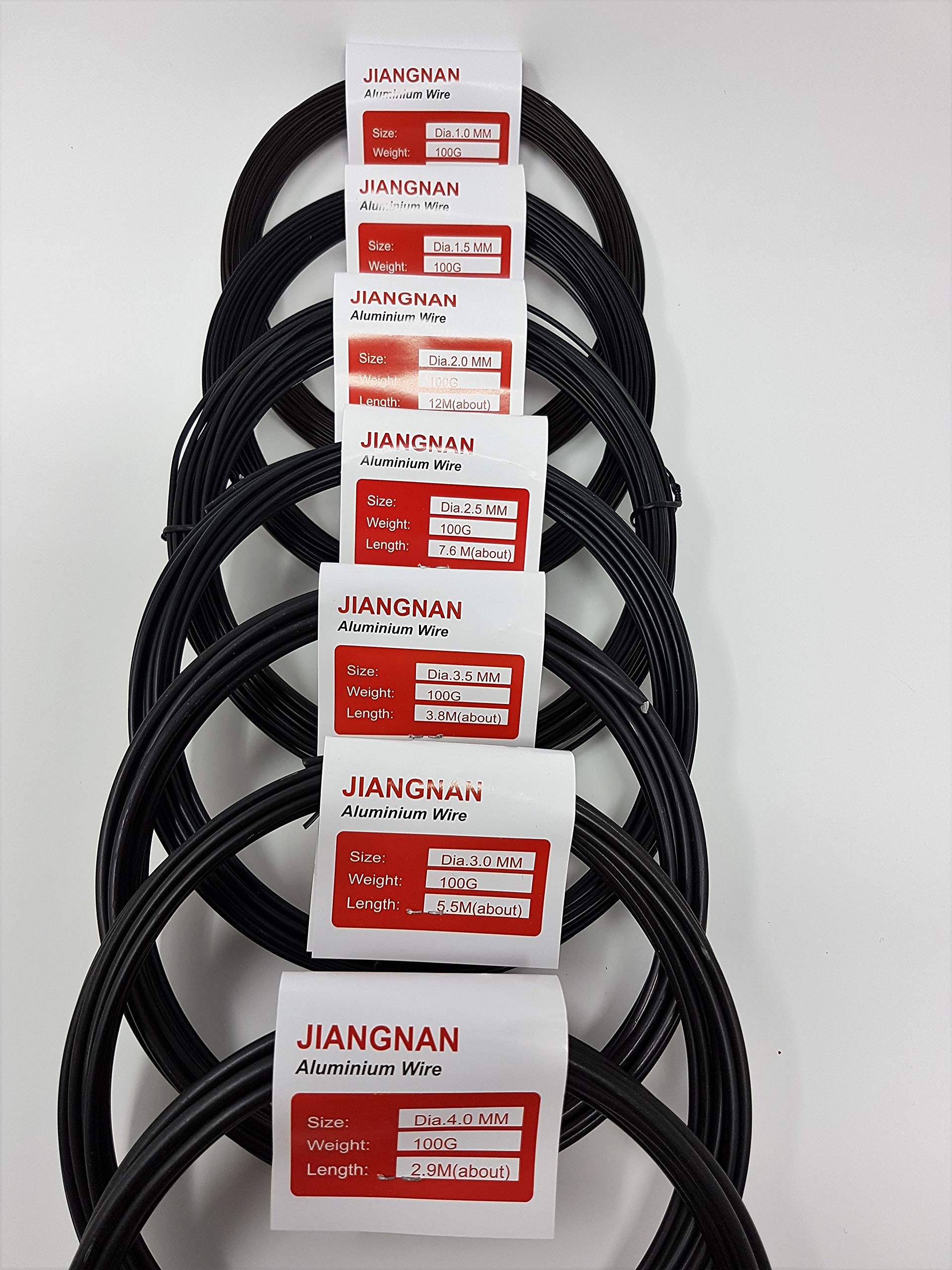 7 Rolls of 100g Hui-Tong Bonsai Tree Wire - One of Each Size