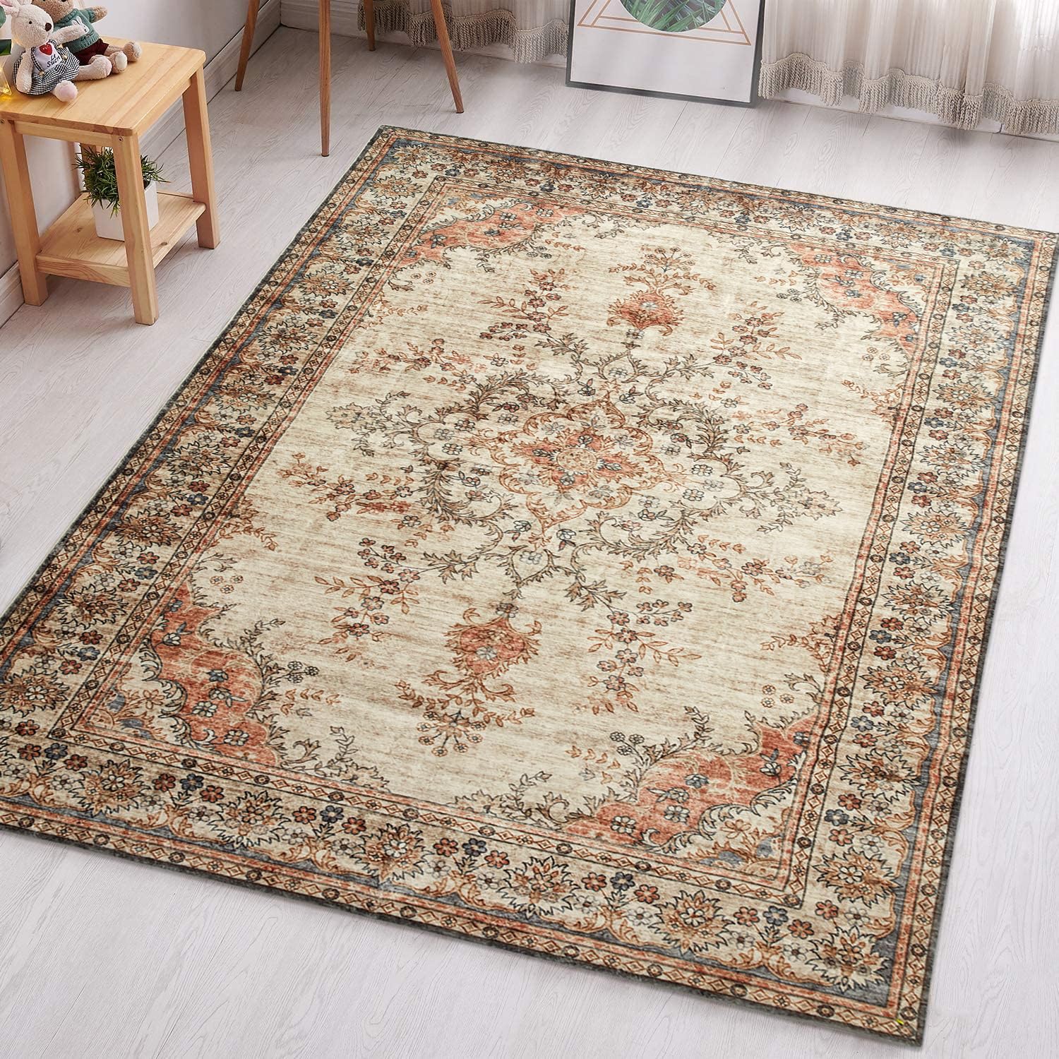 Aspire Homeware Rugs for Bedroom Living Room – Modern 80x150 cm Traditional Area Rugs Timeless Cashmere Style - Soft Short Pile Vintage Rug - Carpet for Dining Room Easy To Clean