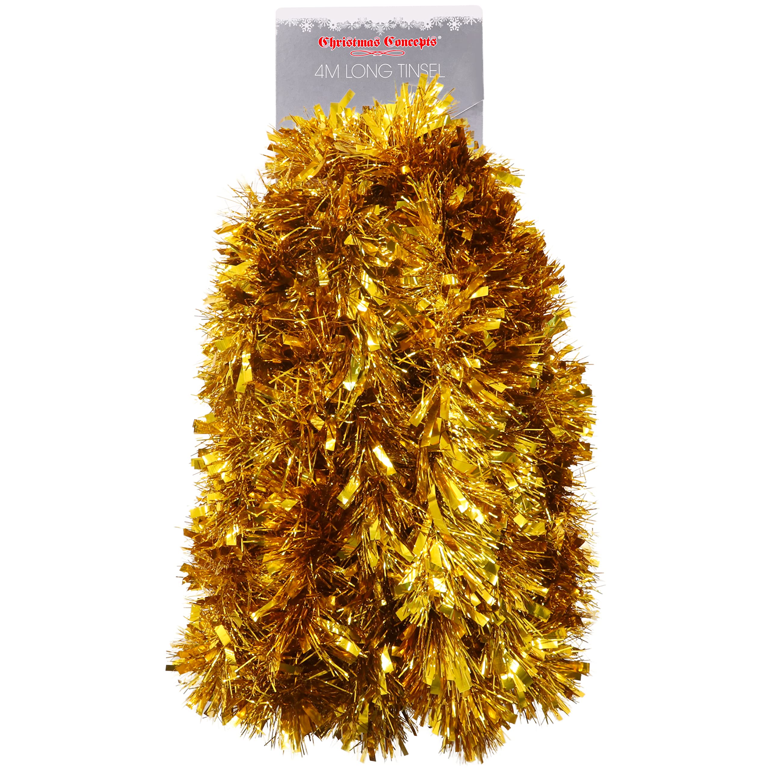 Christmas Concepts® 4m (13ft) Metre Chunky/Fine Christmas Tinsel - Christmas Decoration Tinsel (GOLD)