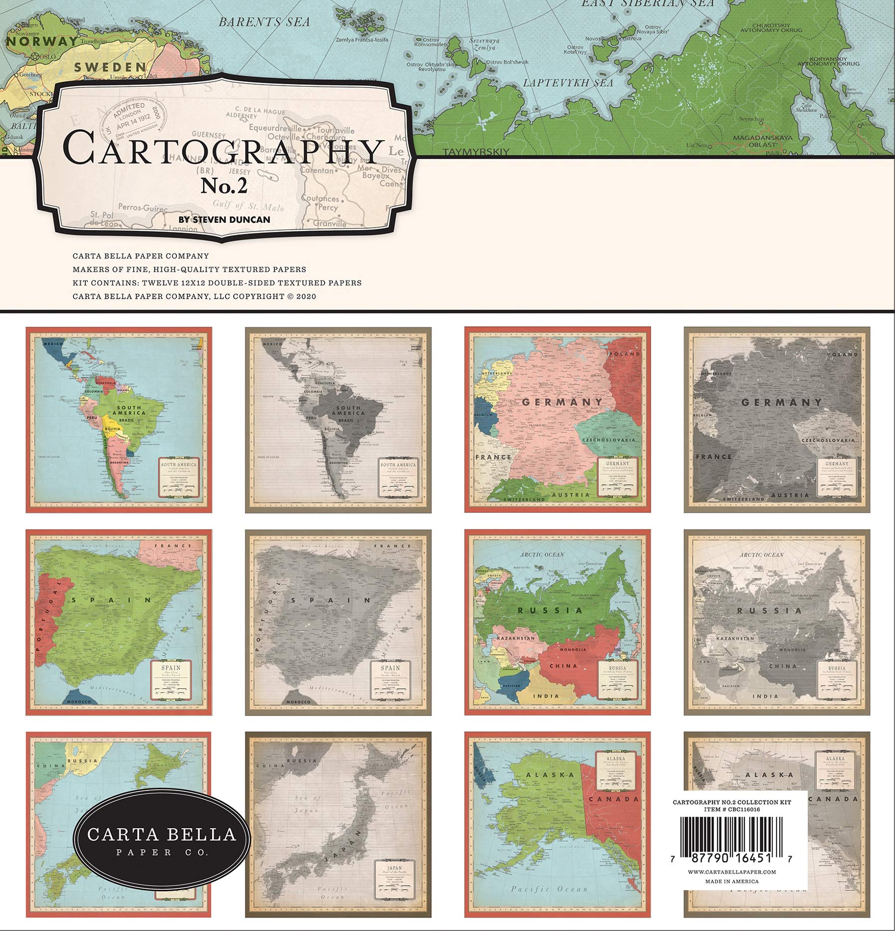 Carta Bella Cartography 2 COLLEC 12X12 KIT, One Size