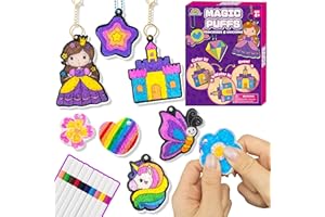 AGENTLAN Magic Puff Kit for Kids, 3D Art Kit with Unicorn & Princess, Craft Stuff for Kids, Foam Texture Paint Set, Easy DIY Crafts Gift for Girls & Boys Ages 4, 5, 6, 7, 8, 9