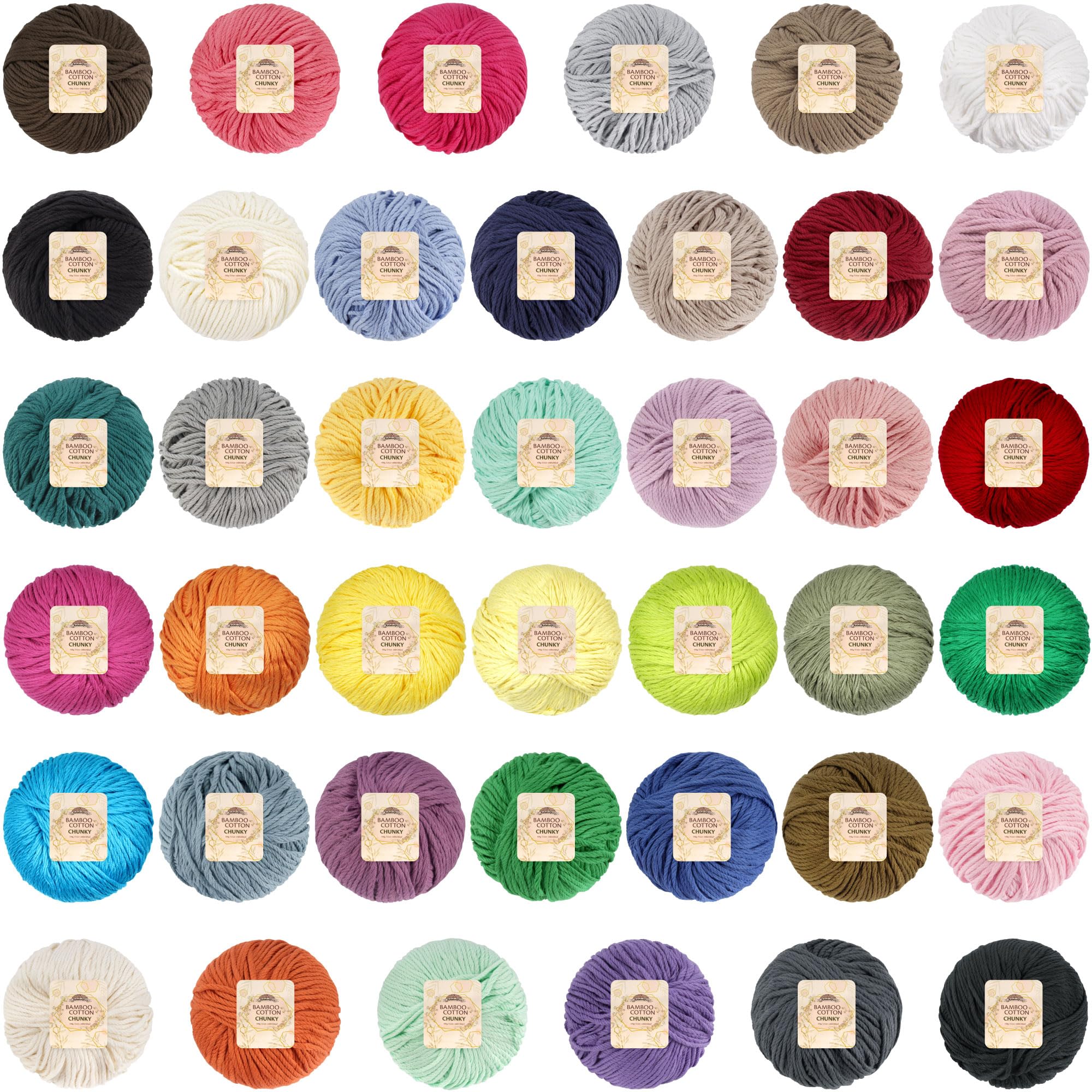 JubileeYarn Bamboo Cotton Chunky Yarn - 100g/Ball - Variety Pack - 4 Balls — image 1