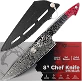 Dalstrong 8" Chef Knife - AUS-12V Steel 66+ HRC | Scorpion Elite - Black Damascus - Honeycomb Handle - For Daily Precision Cooking - Dark Kitchen Builds