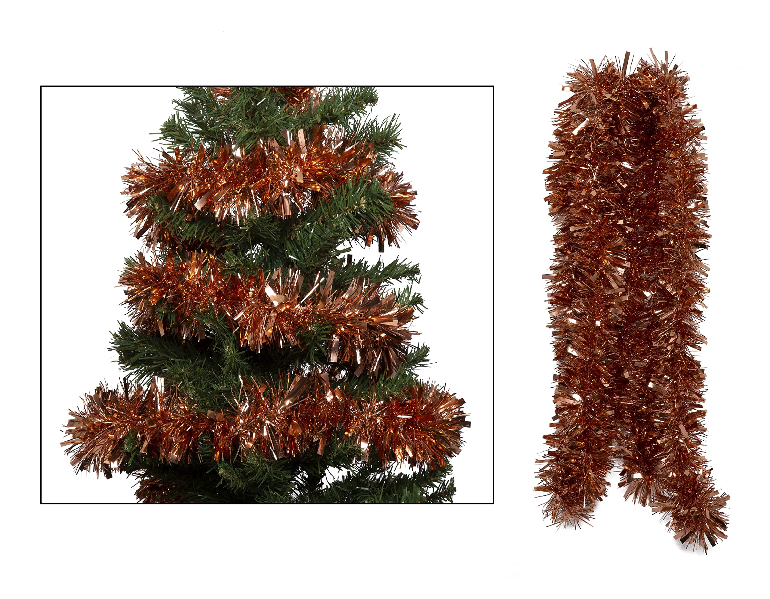 Simply Products 4M Chunky/Fine Cut Christmas Tinsel Garland Decoration (Rose Gold)