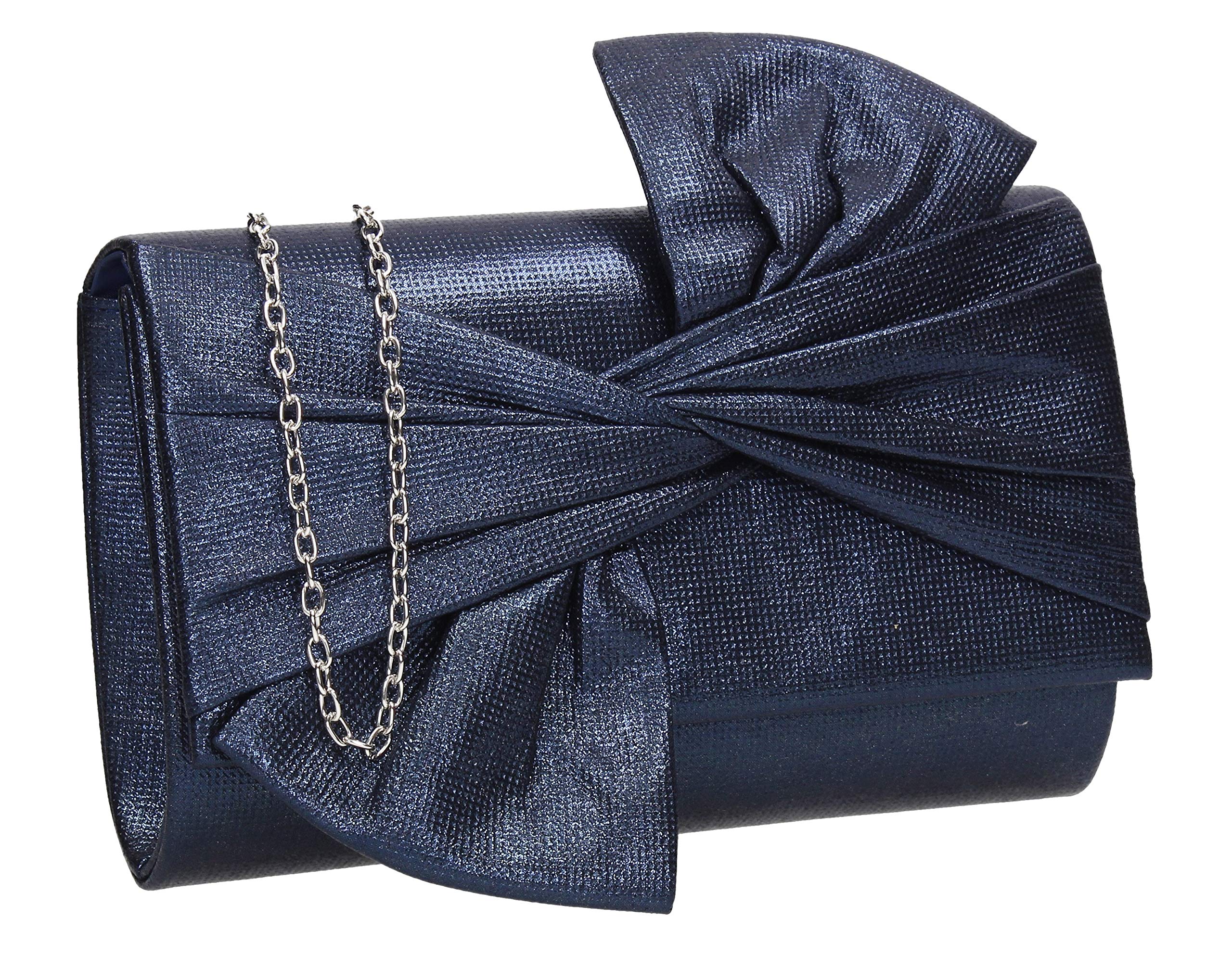 SwankySwans Women's June Bow Clutch Bag, Navy Blue, One Size