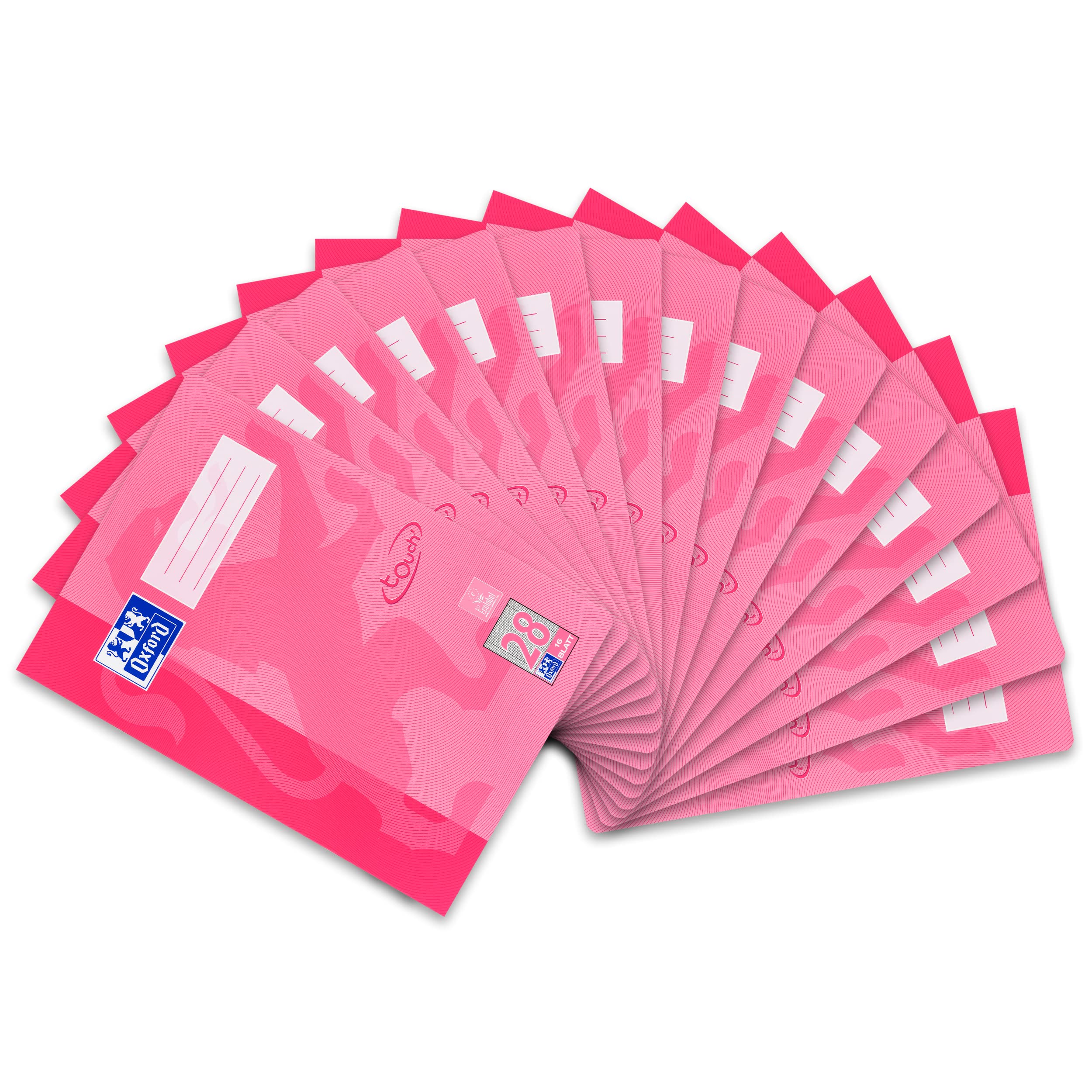 Oxford Touch Exercise Book DIN A4 16 Pages Squared, Pink, Pack of 15