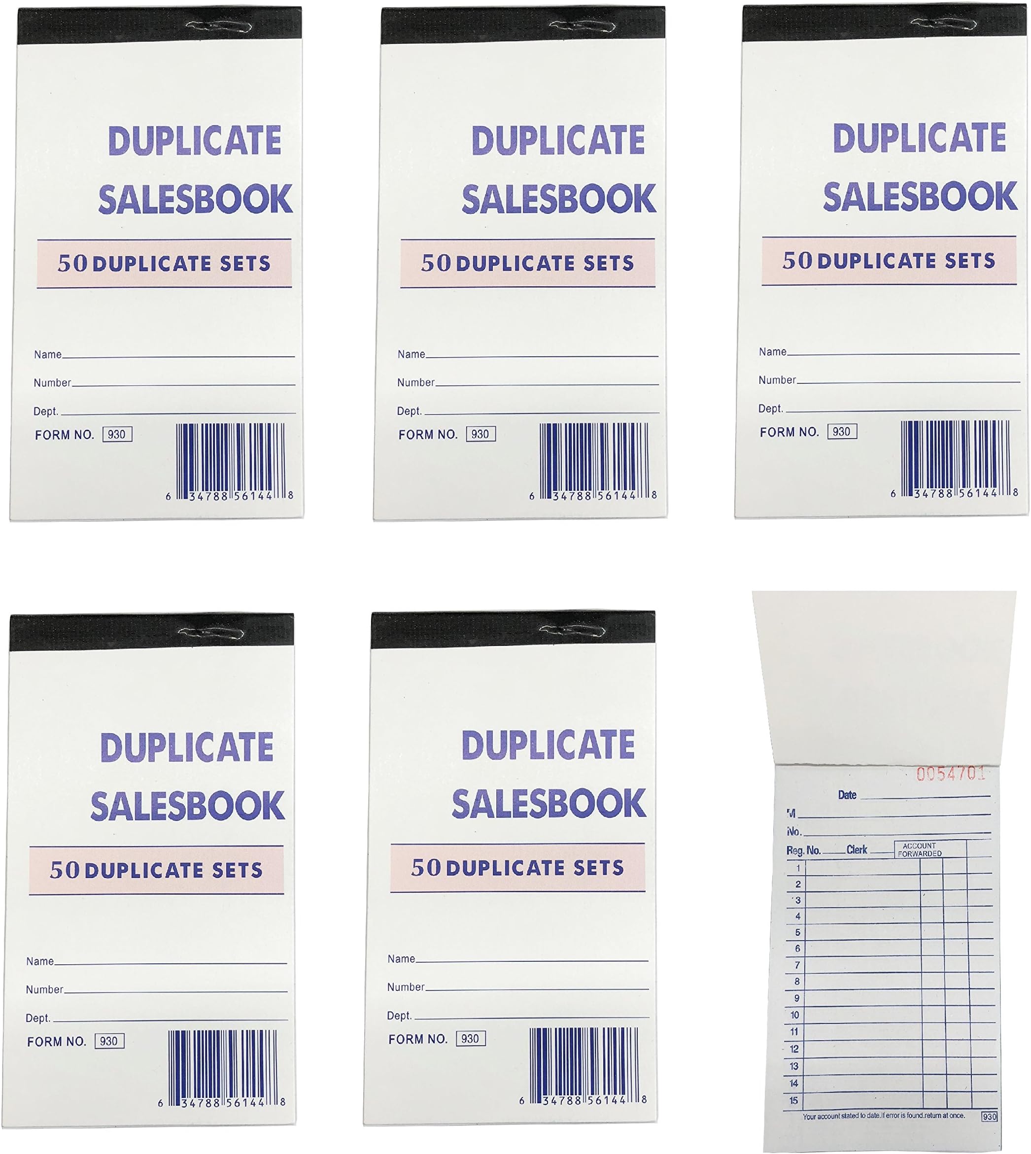 QSHOP 5 Pack Lot Sales Book Order Receipt Invoice Carbonless Copy 50 Sets (5Pack Small)