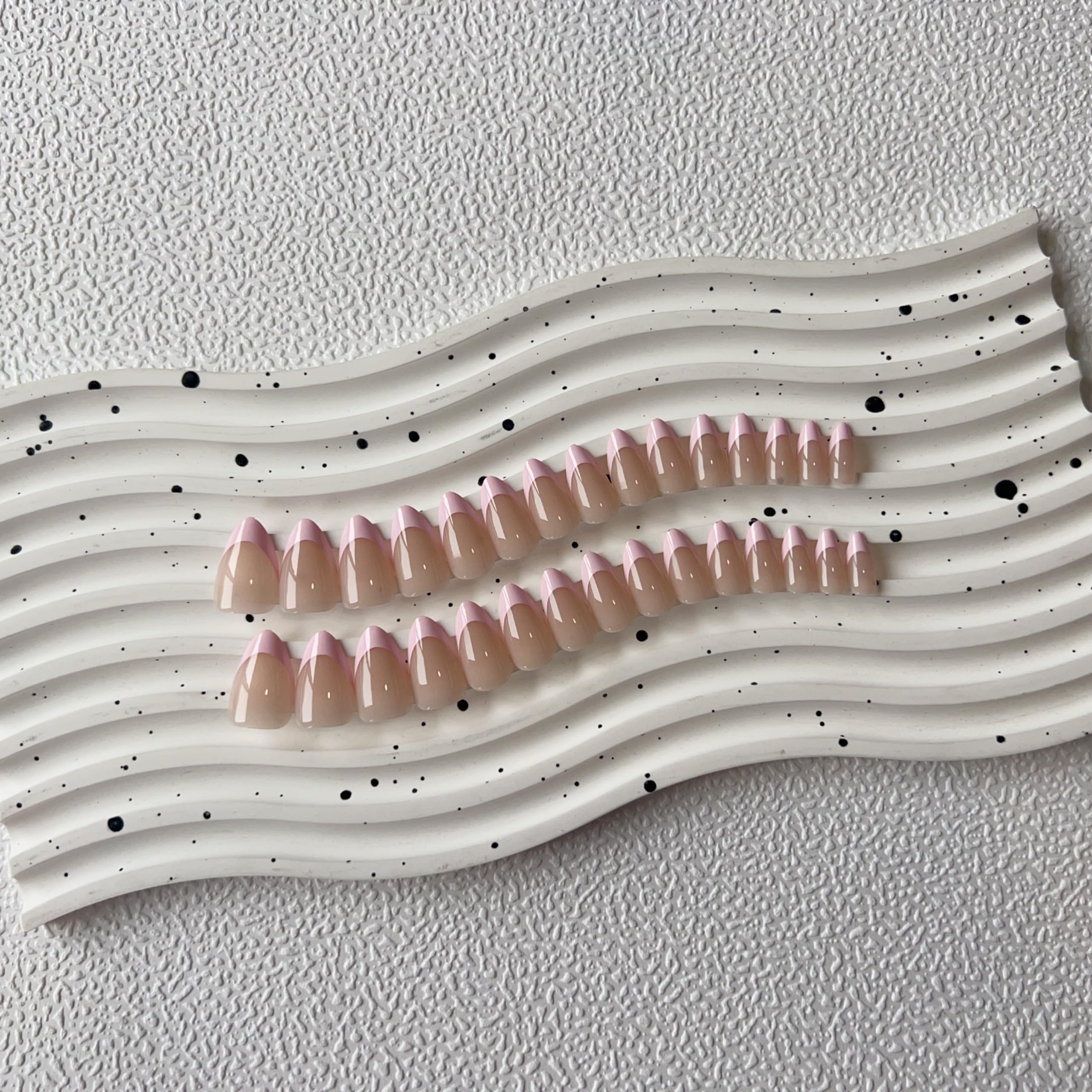 Light Pink French Tip Press on Nails Short Almond Nails Press ons French Tip Glue on Nails for Women DIY Acrylic Gel Nail Natural Thick Extra Short Fake Nail 30Pcs 15 Sizes - Image 5