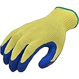G & F 1607L Cut Resistant Work Gloves Grip, 100-Percent Kevlar Knit Work Gloves, Heavy Weight Textured Blue Latex Coated, Large, 1 Pair