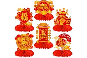 6pcs 2026 Chinese New Year Party Honeycomb Centerpieces Chinese New Year Centerpieces for Table Lunar New Year Themed Decorat