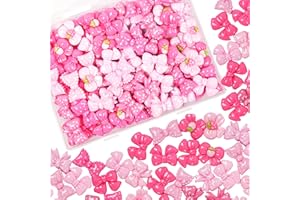 DAMYDA Resin Charms Slime Charms 50Pcs Pink Resin Bow Embellishments Bulk Mixed Ornament Decorations Accessories