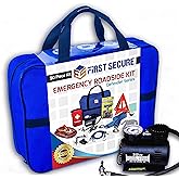 Car Emergency Kit with Air Compressor, Jumper Cables, First Aid, Tow Strap, Tire Gauge, Headlamp – Roadside Safety Kit for Wo