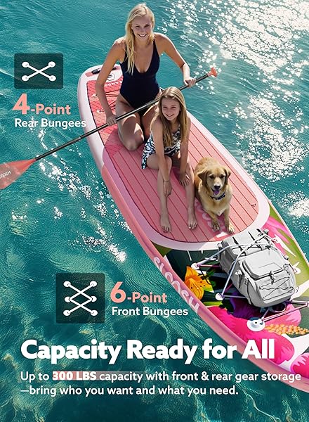 SLOOSH INFLATABLE STAND UP PADDLE BOARD, 10’6″ INFLATABLE PADDLE BOARDS WITH PREMIUM ACCESSORIES, NON-SLIP EVA DECK, ULTRA-LIGHT CARRY BAG, MEANDER SUP FOR YOUTH & ADULTS, TROPICAL SUNRISE