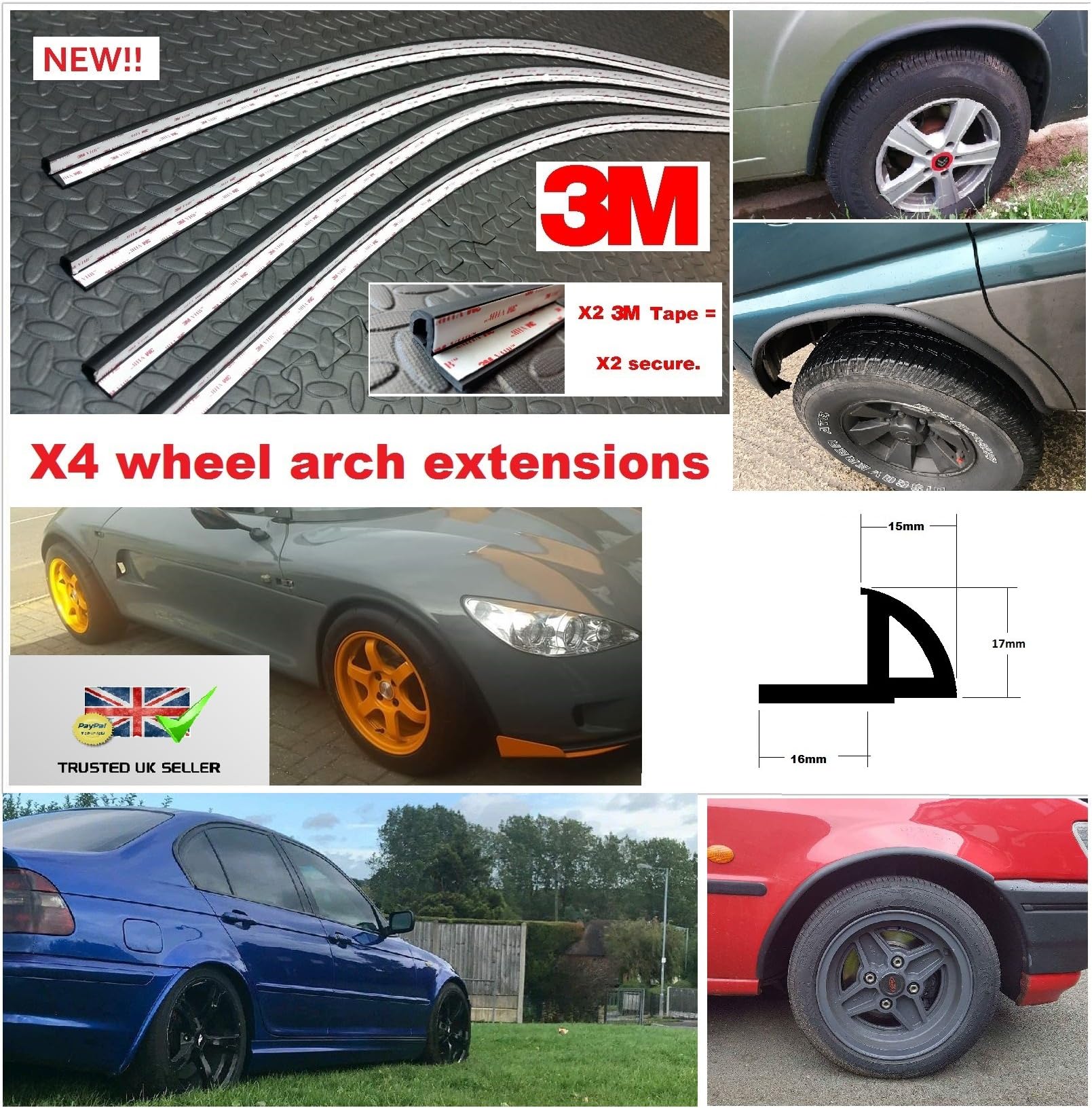 Genuine easyWider universal flexible wheel arch extensions fender flares body kit